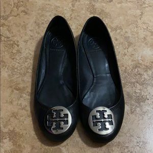 Black and Silver Tory Burch reva flats with box